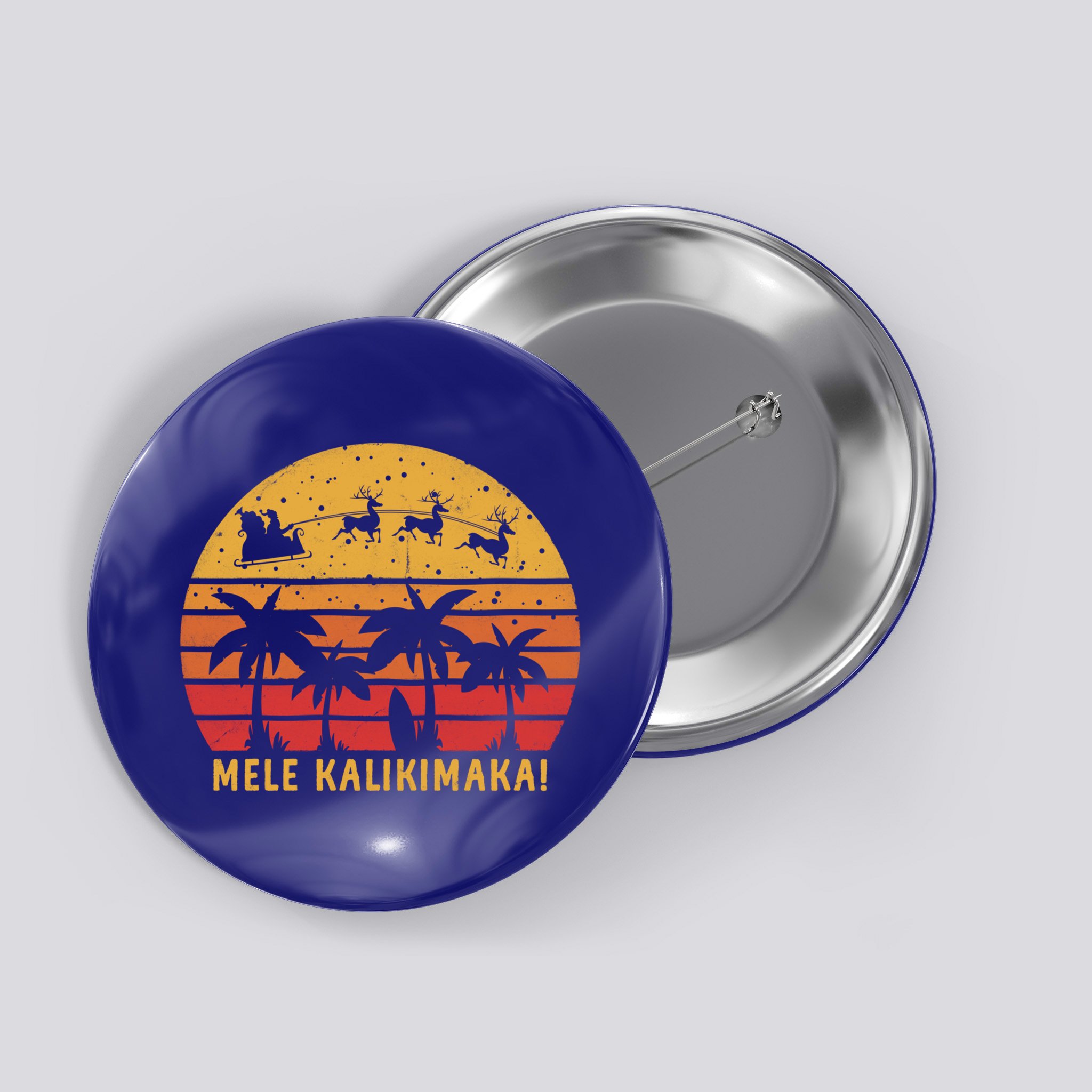 Mele Kalikimaka Retro Hawaiian Christmas Family Vacation Great Gift Button
