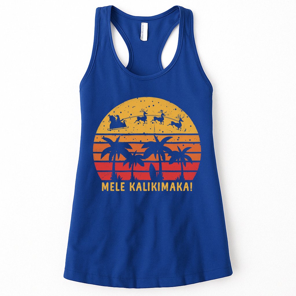 Mele Kalikimaka Retro Hawaiian Christmas Family Vacation Great Gift Womens Tank Top