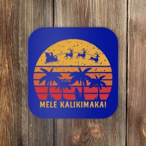 Mele Kalikimaka Retro Hawaiian Christmas Family Vacation Gift Coaster