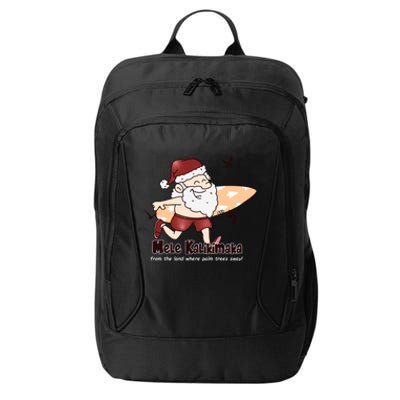 Mele Kalikimaka Santa Claus Surfing Palm Trees Christmas City Backpack