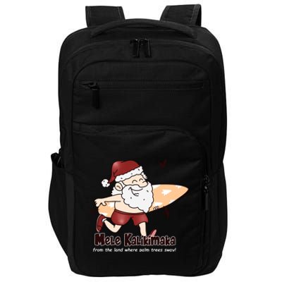 Mele Kalikimaka Santa Claus Surfing Palm Trees Christmas Impact Tech Backpack