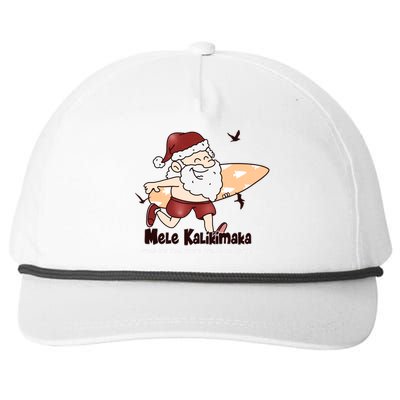 Mele Kalikimaka Santa Claus Surfing Palm Trees Christmas Snapback Five-Panel Rope Hat