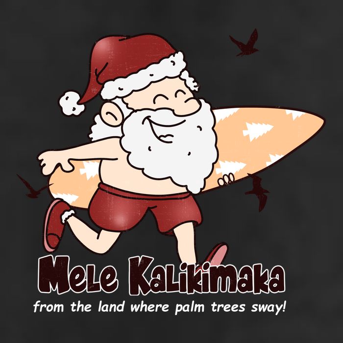 Mele Kalikimaka Santa Claus Surfing Palm Trees Christmas Trucker Hat