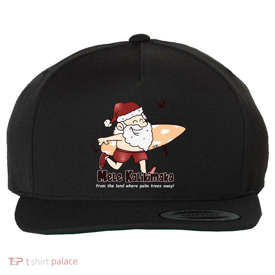 Mele Kalikimaka Santa Claus Surfing Palm Trees Christmas Wool Snapback Cap