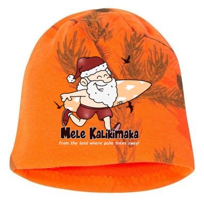 Mele Kalikimaka Santa Claus Surfing Palm Trees Christmas Kati - Camo Knit Beanie