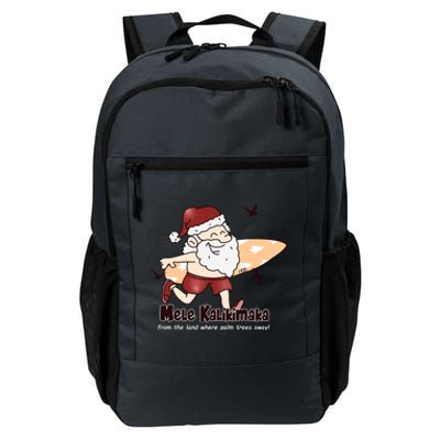 Mele Kalikimaka Santa Claus Surfing Palm Trees Christmas Daily Commute Backpack