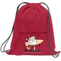 Mele Kalikimaka Santa Claus Surfing Palm Trees Christmas Sweatshirt Cinch Pack Bag