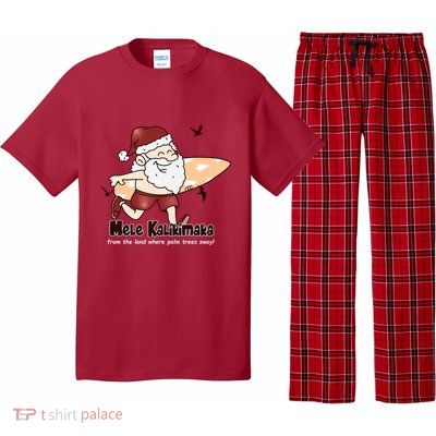 Mele Kalikimaka Santa Claus Surfing Palm Trees Christmas Pajama Set
