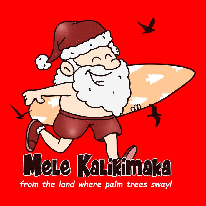 Mele Kalikimaka Santa Claus Surfing Palm Trees Christmas Flatbill Hat