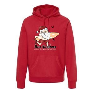 Mele Kalikimaka Santa Claus Surfing Palm Trees Christmas Premium Hoodie