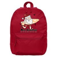 Mele Kalikimaka Santa Claus Surfing Palm Trees Christmas 16 in Basic Backpack