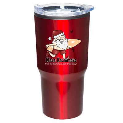 Mele Kalikimaka Santa Claus Surfing Palm Trees Christmas Tumbler