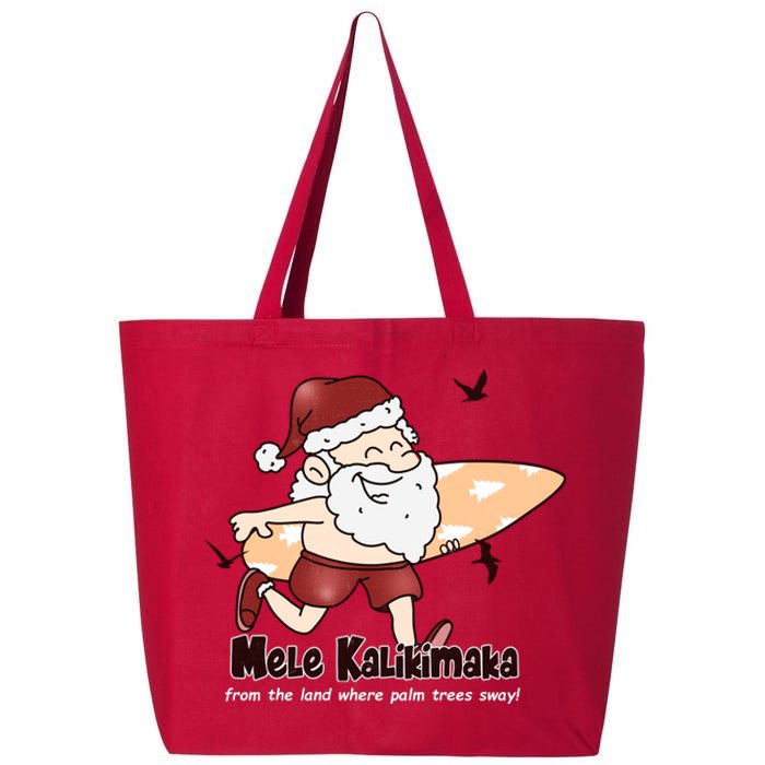 Mele Kalikimaka Santa Claus Surfing Palm Trees Christmas 25L Jumbo Tote