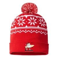 Mele Kalikimaka Santa Claus Surfing Palm Trees Christmas USA-Made Snowflake Beanie