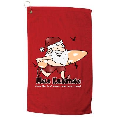 Mele Kalikimaka Santa Claus Surfing Palm Trees Christmas Golf Towel