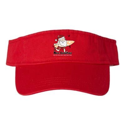 Mele Kalikimaka Santa Claus Surfing Palm Trees Christmas Valucap Bio-Washed Visor