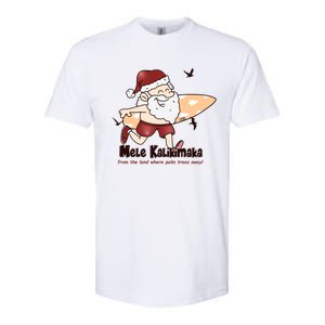 Mele Kalikimaka Santa Claus Surfing Palm Trees Christmas Softstyle CVC T-Shirt