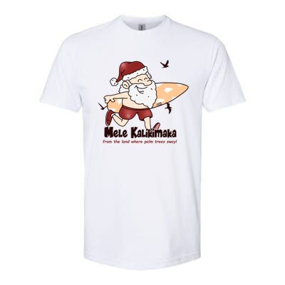 Mele Kalikimaka Santa Claus Surfing Palm Trees Christmas Softstyle® CVC T-Shirt