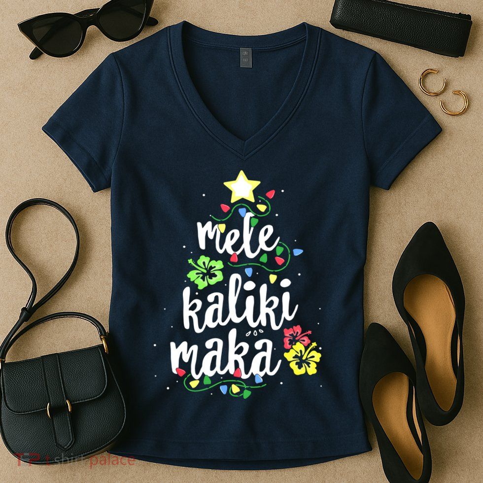 Mele Kalikimaka Shirt For Women Hawaiian Hawaii Christmas Women's V-Neck T-Shirt