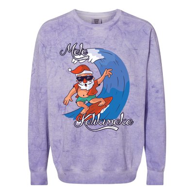 Mele Kalikimaka Surfing Papa Mele Father Christmas Cute Gift Colorblast Crewneck Sweatshirt