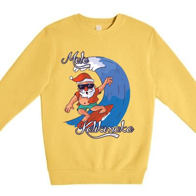 Mele Kalikimaka Surfing Papa Mele Father Christmas Cute Gift Premium Crewneck Sweatshirt