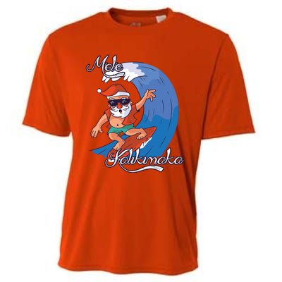 Mele Kalikimaka Surfing Papa Mele Father Christmas Cute Gift Cooling Performance Crew T-Shirt