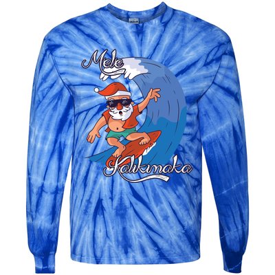 Mele Kalikimaka Surfing Papa Mele Father Christmas Cute Gift Tie-Dye Long Sleeve Shirt