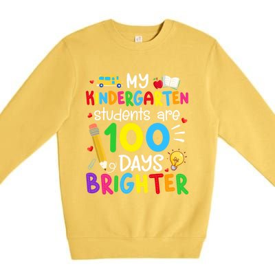 My Kindergarten Students Are 100 Days Brighter 100th Day Cool Gift Premium Crewneck Sweatshirt