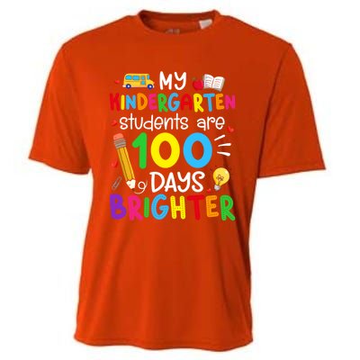 My Kindergarten Students Are 100 Days Brighter 100th Day Cool Gift Cooling Performance Crew T-Shirt