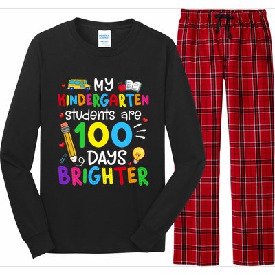 My Kindergarten Students Are 100 Days Brighter 100th Day Cool Gift Long Sleeve Pajama Set