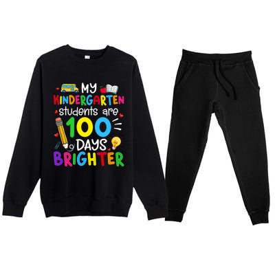 My Kindergarten Students Are 100 Days Brighter 100th Day Cool Gift Premium Crewneck Sweatsuit Set