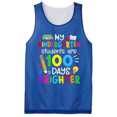 My Kindergarten Students Are 100 Days Brighter 100th Day Cool Gift Mesh Reversible Basketball Jersey Tank