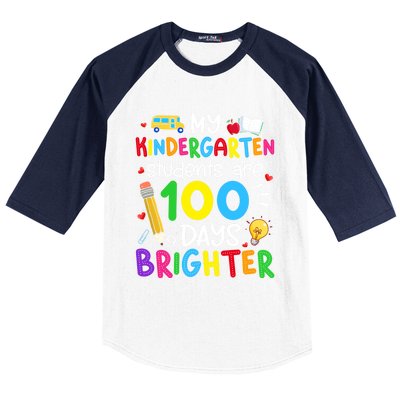 My Kindergarten Students Are 100 Days Brighter 100th Day Cool Gift Baseball Sleeve Shirt