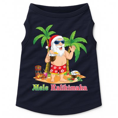 Mele Kalikimaka Santa Surfing Christmas Surf In July Merry Doggie Tank