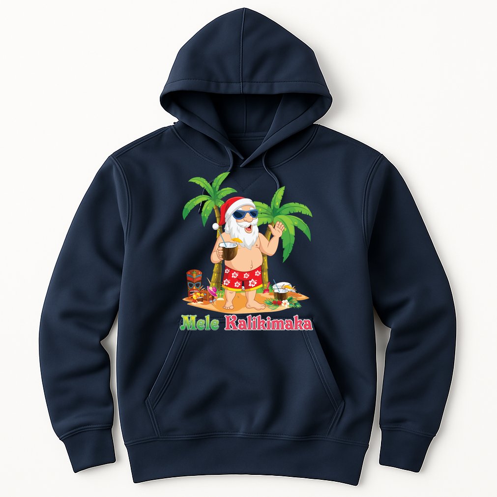 Mele Kalikimaka Santa Surfing Christmas Surf In July Merry Hoodie