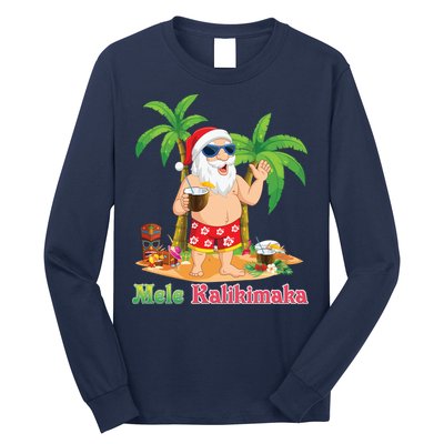 Mele Kalikimaka Santa Surfing Christmas Surf In July Merry Long Sleeve Shirt
