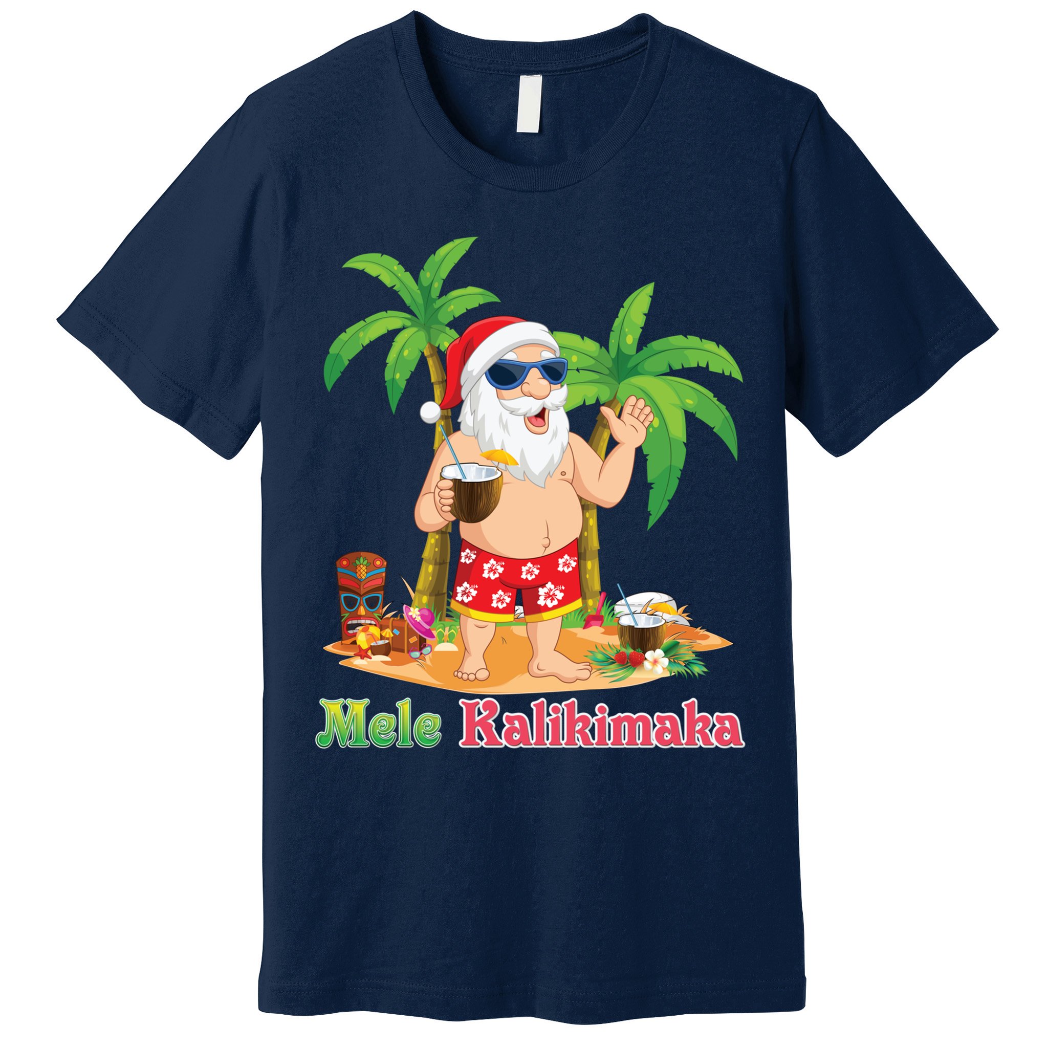 Mele Kalikimaka Santa Surfing Christmas Surf In July Merry Premium T-Shirt