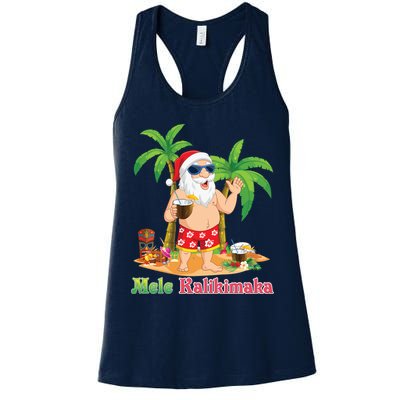 Mele Kalikimaka Santa Surfing Christmas Surf In July Merry Womens Tank Top