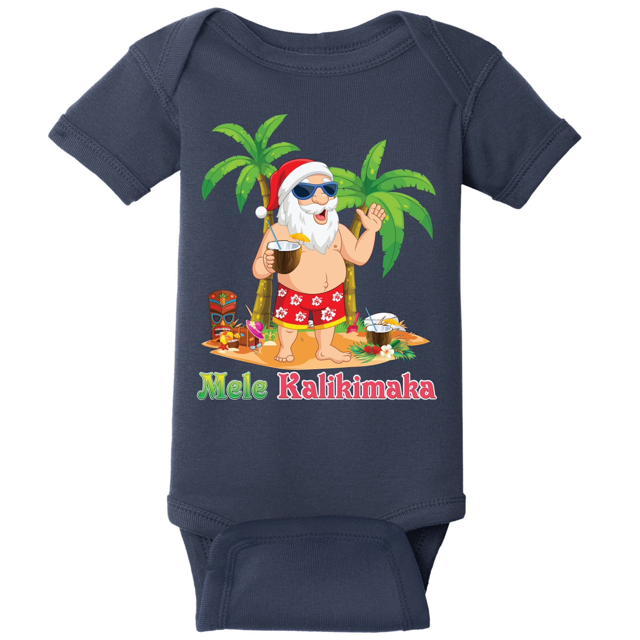 Mele Kalikimaka Santa Surfing Christmas Surf In July Merry Baby Bodysuit