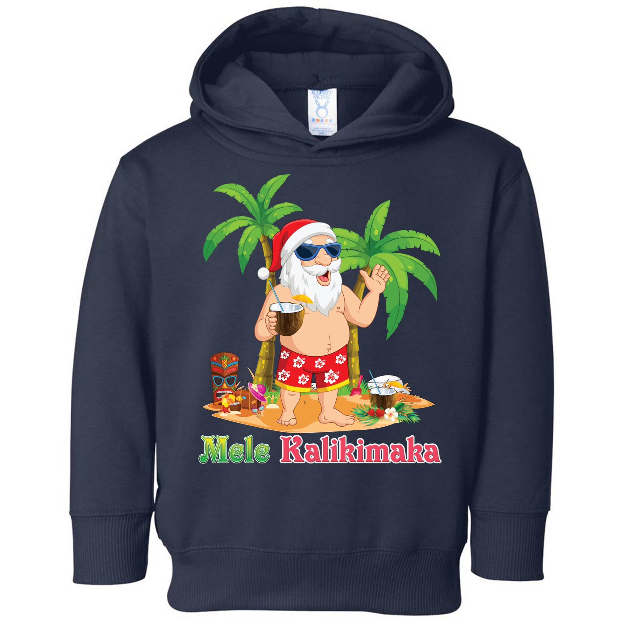 Mele Kalikimaka Santa Surfing Christmas Surf In July Merry Toddler Hoodie