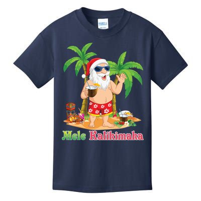 Mele Kalikimaka Santa Surfing Christmas Surf In July Merry Kids T-Shirt