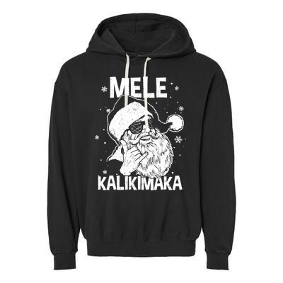 Mele Kalikimaka Santa Claus Shaka Hawaiian Christmas Hawaii Garment-Dyed Fleece Hoodie