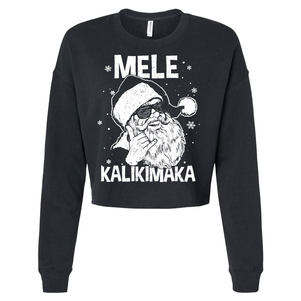 Mele Kalikimaka Santa Claus Shaka Hawaiian Christmas Hawaii Cropped Pullover Crew