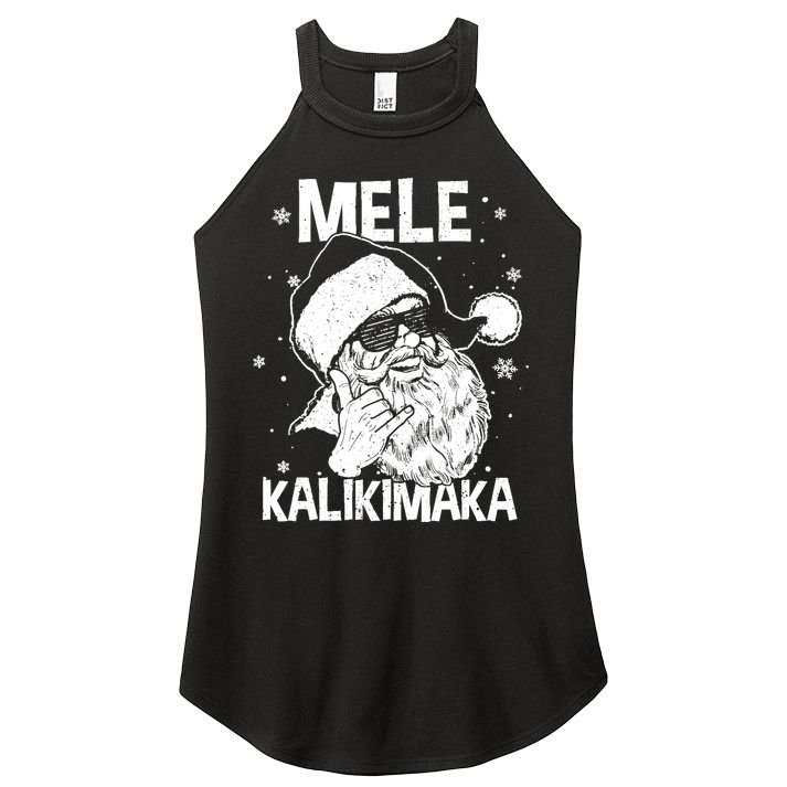 Mele Kalikimaka Santa Claus Shaka Hawaiian Christmas Hawaii Women's Perfect Tri Rocker Tank