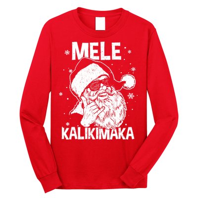 Mele Kalikimaka Santa Claus Shaka Hawaiian Christmas Hawaii Long Sleeve Shirt