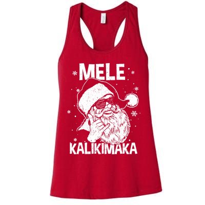 Mele Kalikimaka Santa Claus Shaka Hawaiian Christmas Hawaii Womens Tank Top