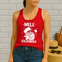 Mele Kalikimaka Santa Claus Shaka Hawaiian Christmas Hawaii Womens Tank Top