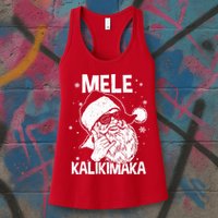 Mele Kalikimaka Santa Claus Shaka Hawaiian Christmas Hawaii Womens Tank Top