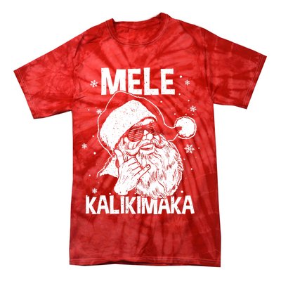 Mele Kalikimaka Santa Claus Shaka Hawaiian Christmas Hawaii Tie-Dye T-Shirt