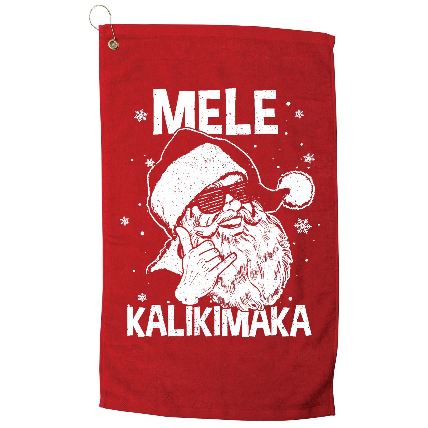 Mele Kalikimaka Santa Claus Shaka Hawaiian Christmas Hawaii Golf Towel